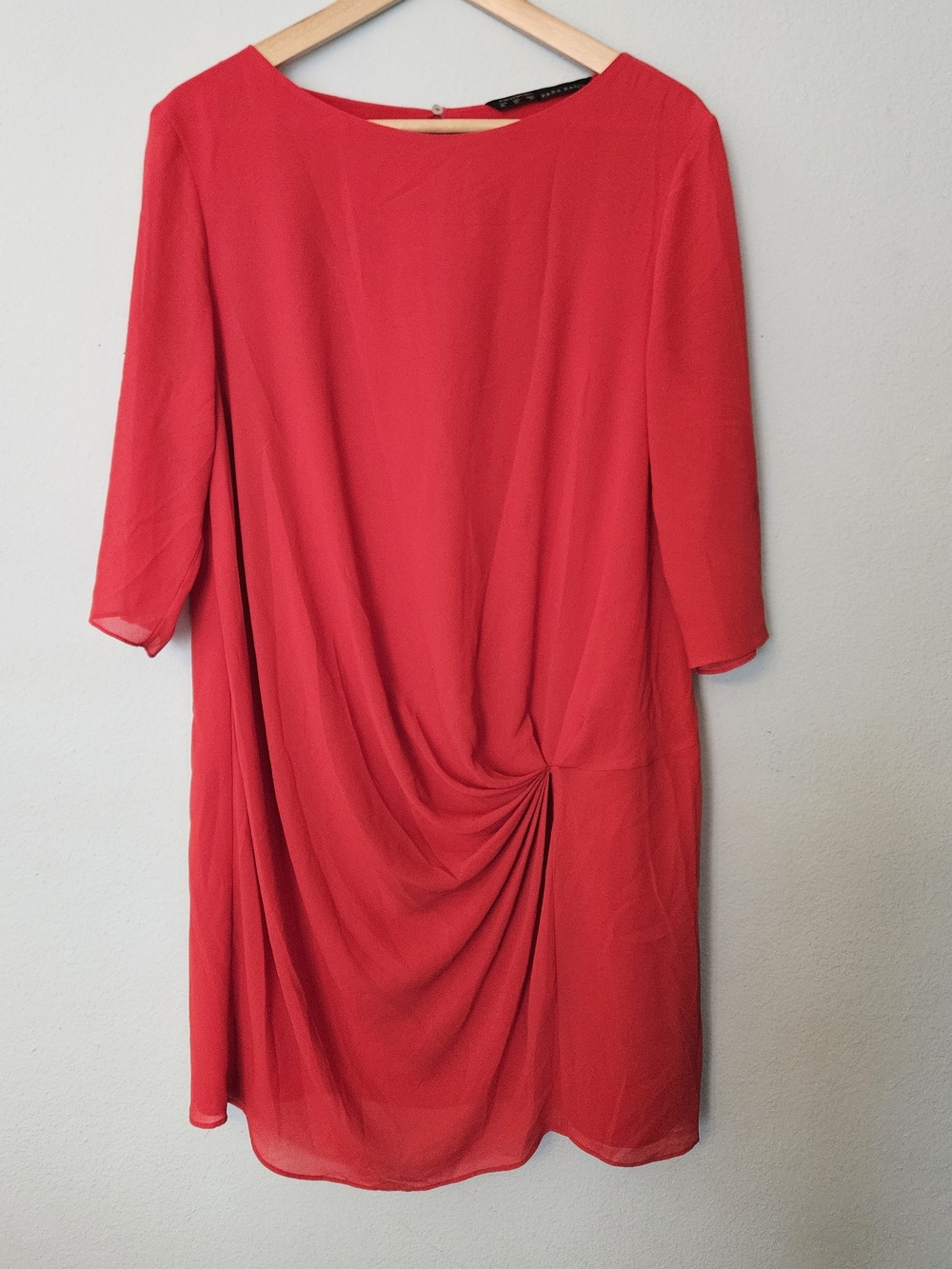 Zara Basic Red Dress with Draped Detail